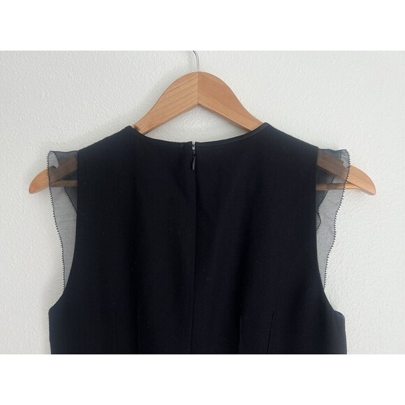 Elie Tahari Sheath Sleek Dress Wool Blend Sheer Ruffle Cap Sleeves Corpcore SZ 4 - Picture 7 of 10